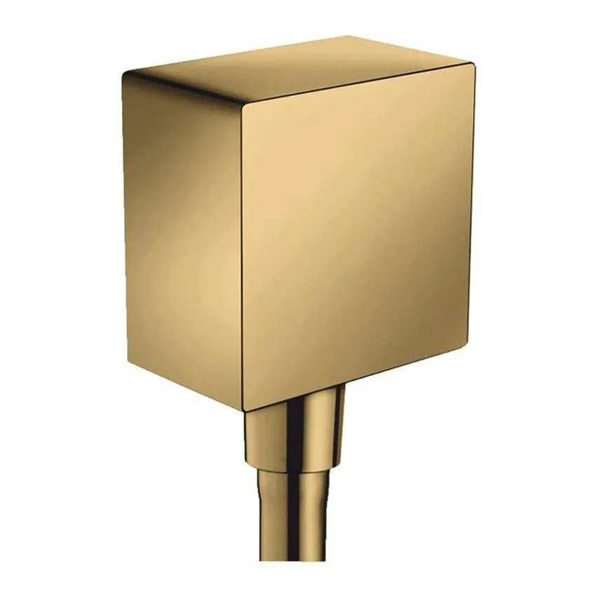 Шланговое подсоединение Hansgrohe Fixfit Square 26455990 с клапаном обратного тока, полированное золото изображение
