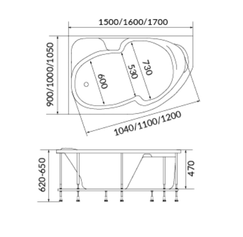 Ванна акриловая 1Marka Diana 170x105 R изображение