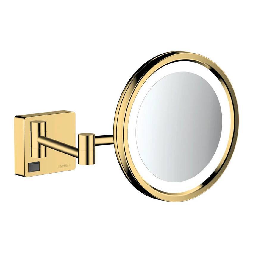 Зеркало для бритья косметическое, с LED подсветкой Hansgrohe AddStoris 41790990 полированное золото