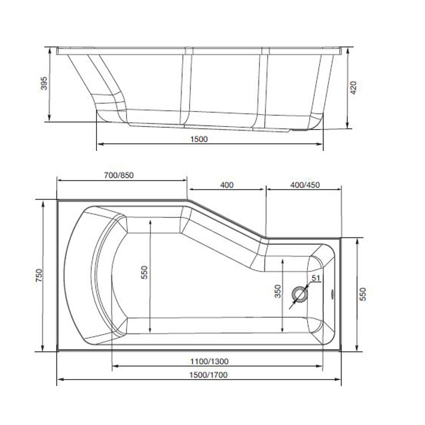 Ванна акриловая Marka One Convey 170x75 L изображение