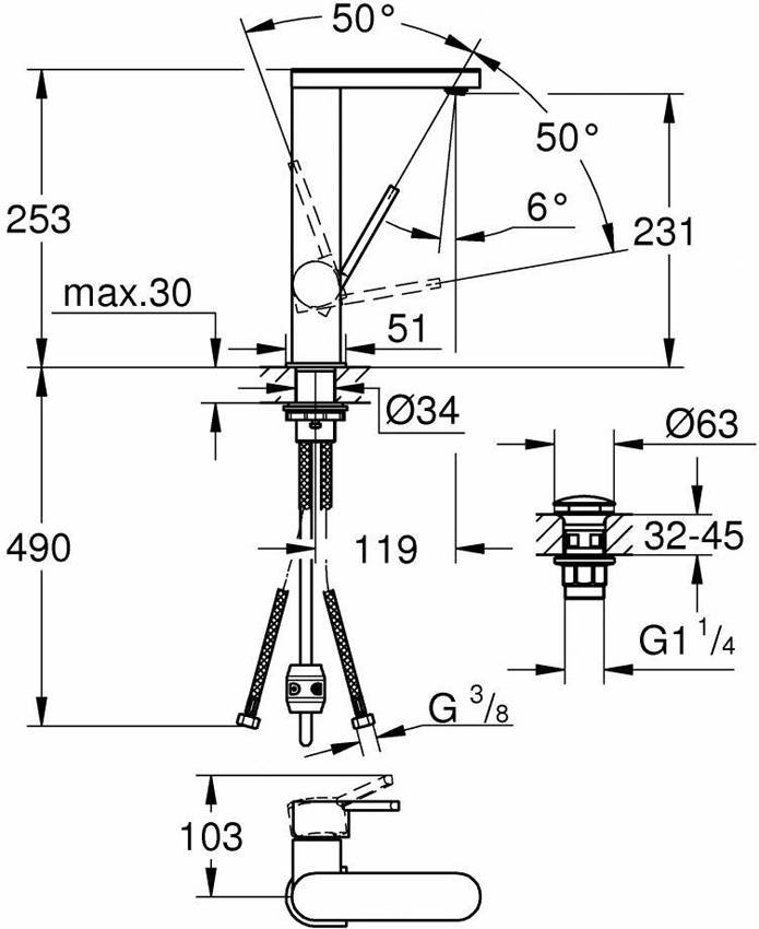 Смеситель для раковины Grohe Plus 23844003 изображение