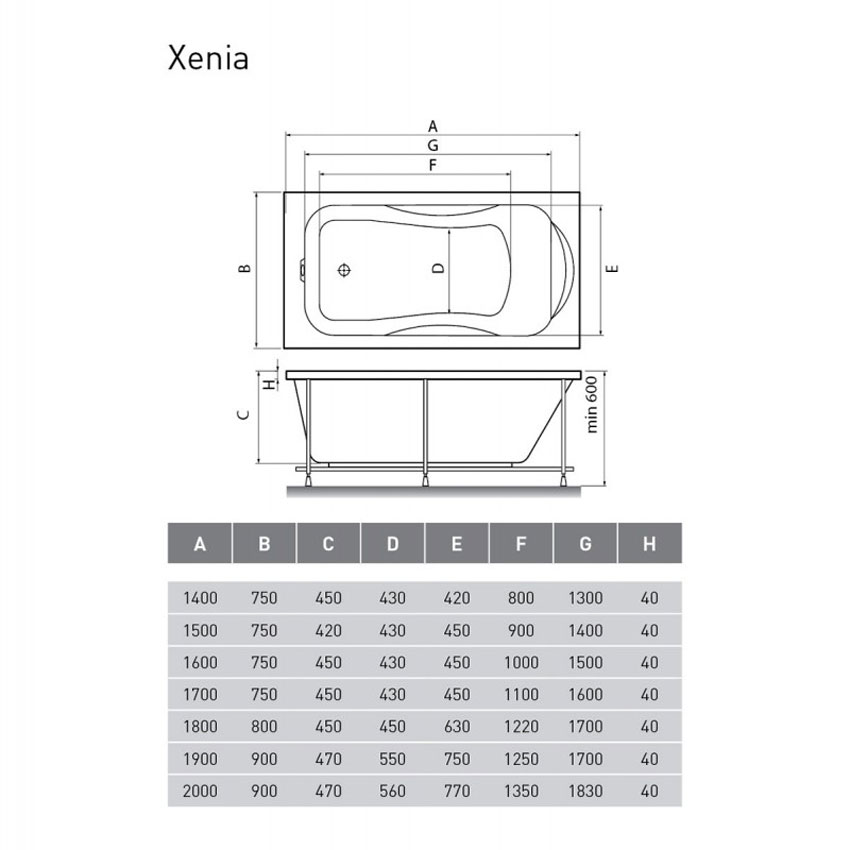 Ванна акриловая Relisan Xenia 200x90 изображение