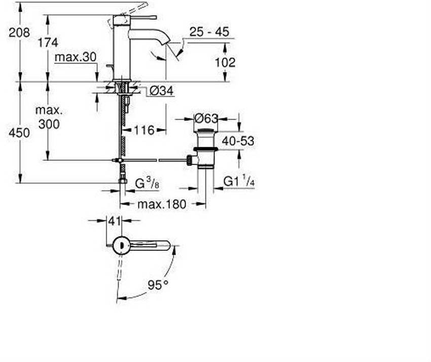 Смеситель для раковины Grohe Essence New 23591001 изображение