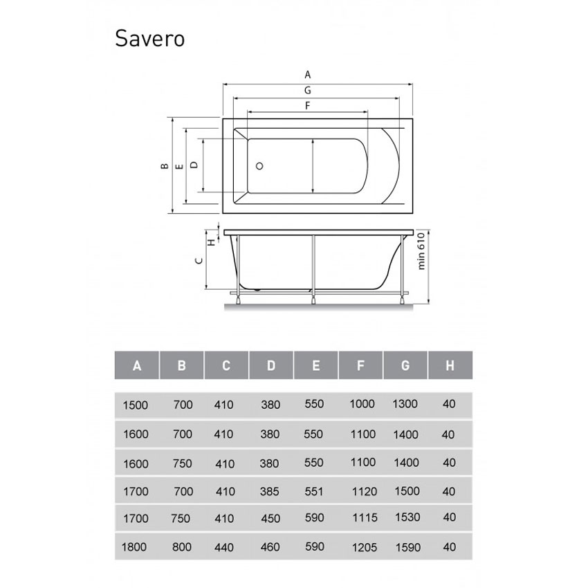 Ванна акриловая Vayer Savero 180x80 изображение