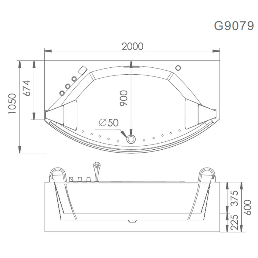 Ванна акриловая Gemy G9080 изображение