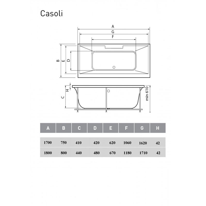 Ванна акриловая Vayer Casoli 180x80 изображение