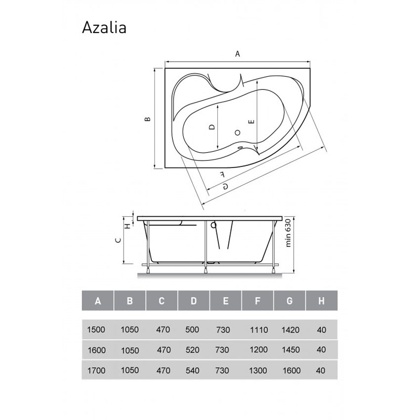 Ванна акриловая Vayer Azalia L 160x105 изображение