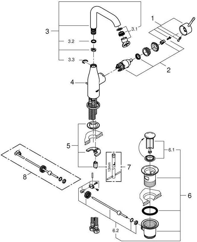 Смеситель для раковины Grohe Essence 32628001 изображение