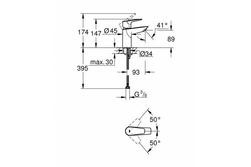 Смеситель для раковины Grohe BauEdge 23330001 изображение