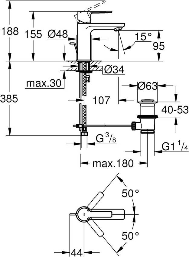 Смеситель для раковины Grohe Lineare New 32109001 хром изображение