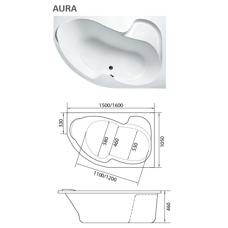 Ванна акриловая Marka One Aura 150x105 L