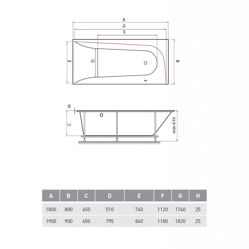 Ванна акриловая Vayer Boomerang (EH) 190x90 R изображение