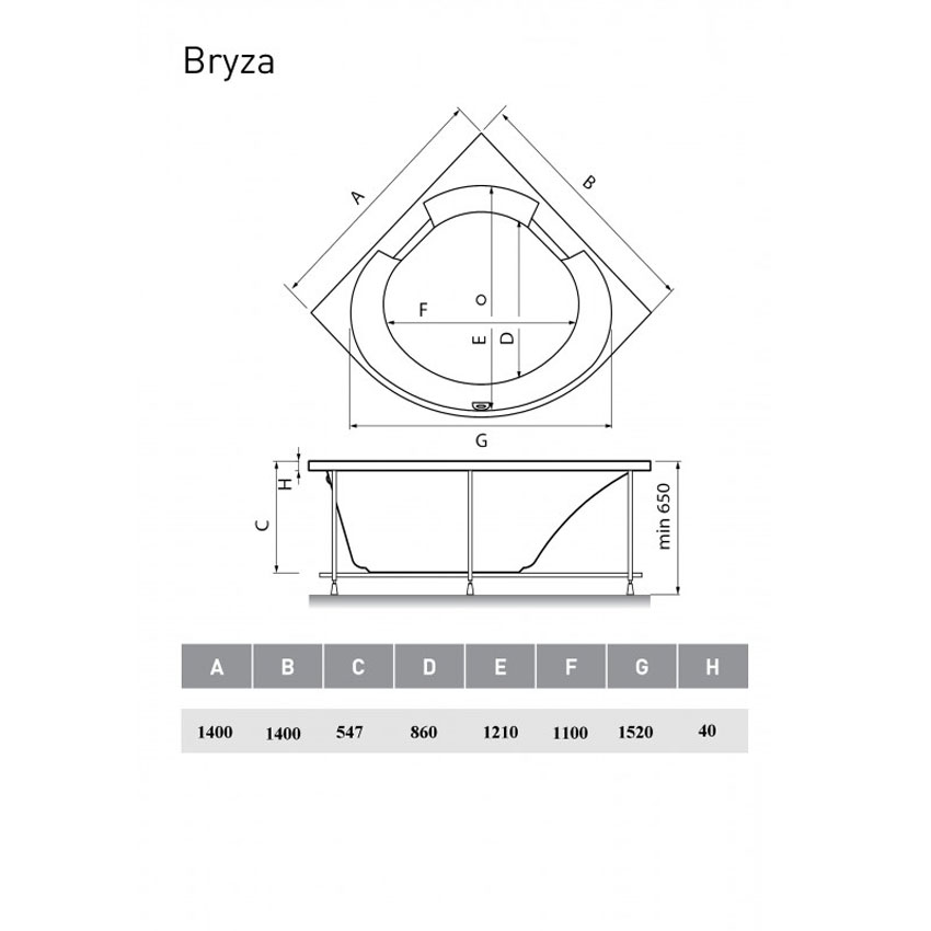 Ванна акриловая Vayer Bryza 140x140 изображение