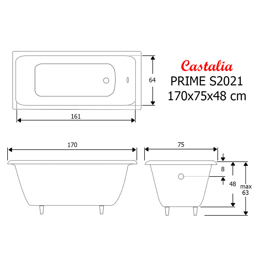 Ванна чугунная Castalia Prime S2021 170