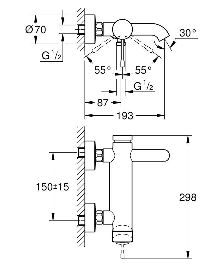 Смеситель для ванны Grohe Essence New 33624GL1 холодный рассвет глянец изображение