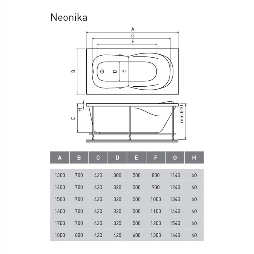 Ванна акриловая Relisan Neonika 170x70 изображение