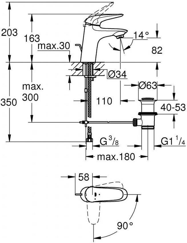 Смеситель для раковины Grohe Eurostyle 2015 Solid 23709003 изображение