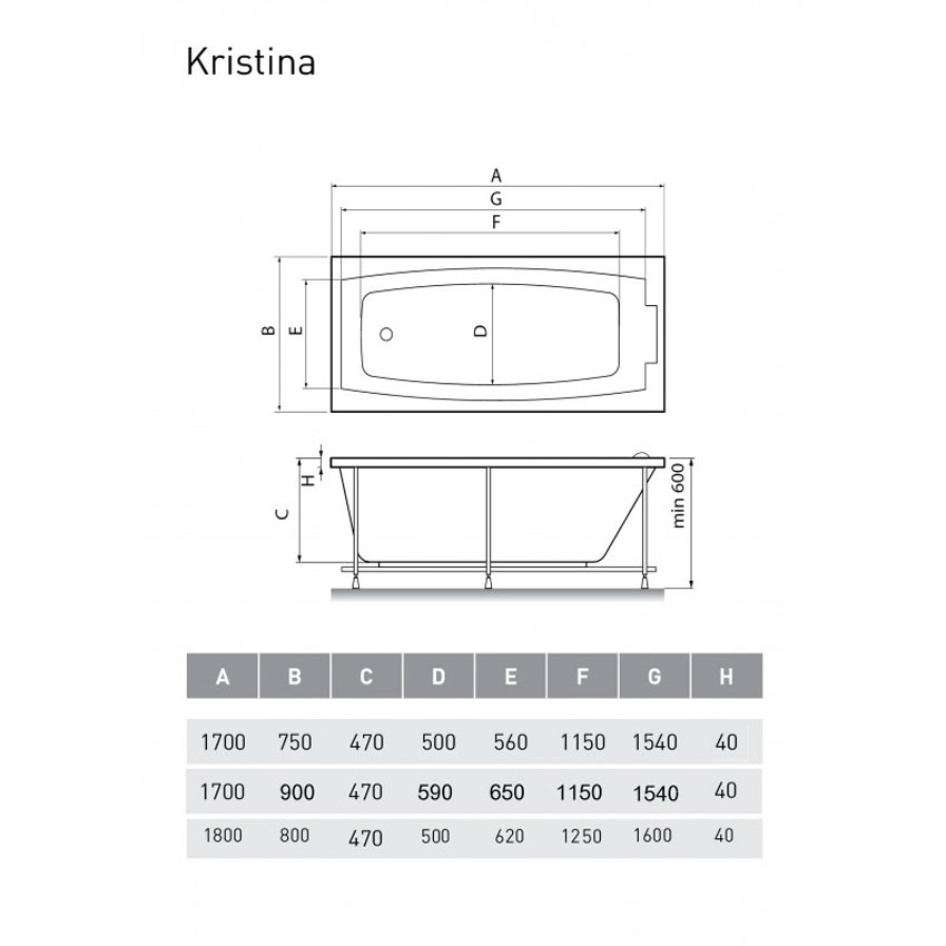 Ванна акриловая Relisan Kristina 180х80 изображение