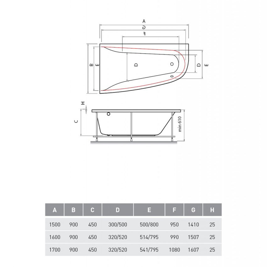 Ванна акриловая Vayer Boomerang (EH) 180x100 L (асимметрич.) изображение