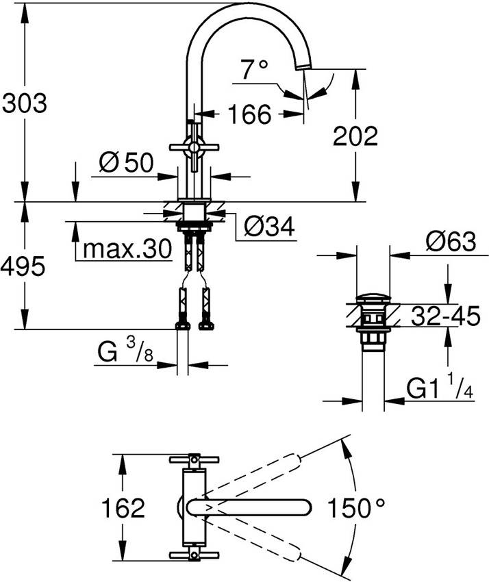 Смеситель для раковины Grohe Atrio New 21019003 изображение