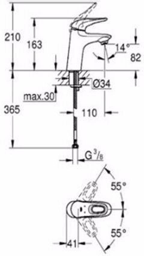 Смеситель для раковины Grohe Eurostyle 2015 32468003 изображение