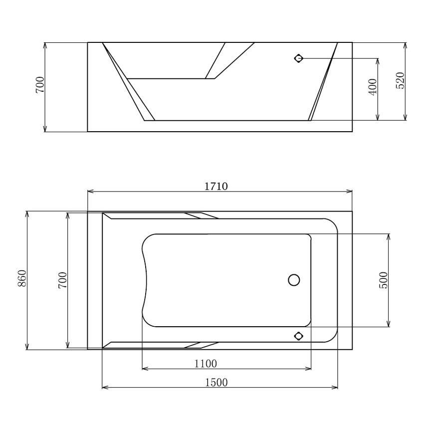 Ванна акриловая Gemy G9066 II O R изображение