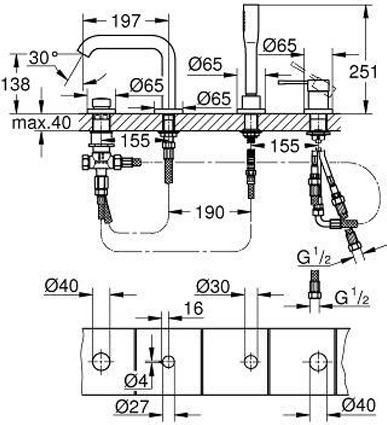 Смеситель на борт ванны Grohe Essence 19578001 изображение