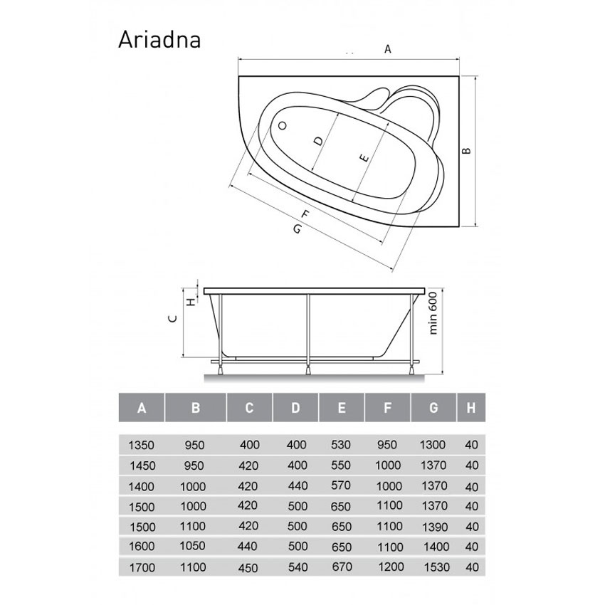 Ванна акриловая Relisan Ariadna R 160x105 изображение