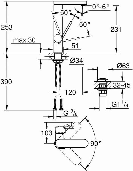 Смеситель для раковины Grohe Plus 23873003 изображение