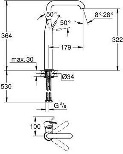 Смеситель для раковины Grohe Essence 32901001 изображение