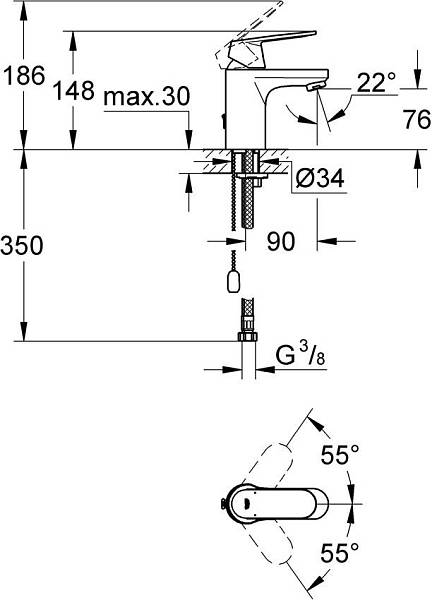 Смеситель для раковины Grohe Eurosmart Cosmopolitan 3282700E изображение