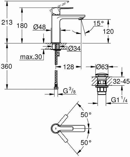 Смеситель для раковины Grohe Lineare 23106001 изображение