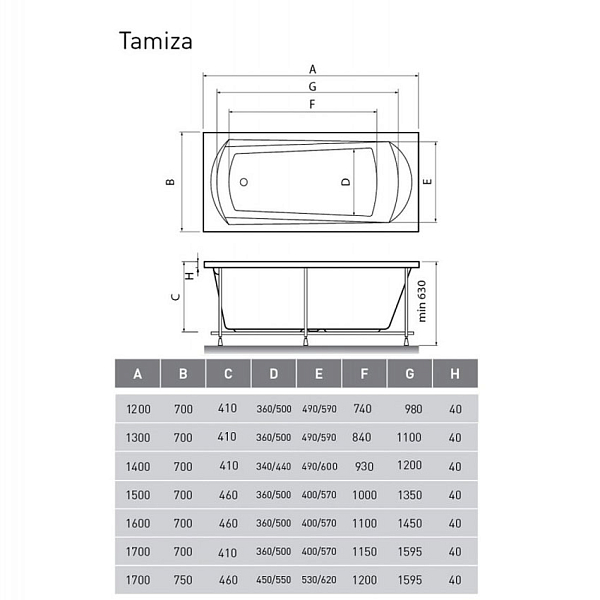 Ванна акриловая Relisan Tamiza 130x70 изображение