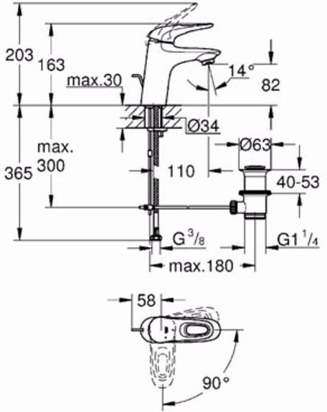 Смеситель для раковины Grohe Eurostyle 2015 23374LS3 изображение