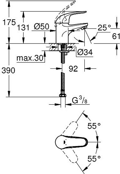 Смеситель для раковины Grohe Euroeco 32734000 изображение