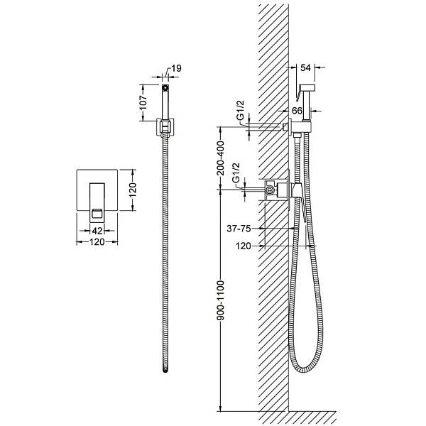 Смеситель встроенный с гигиеническим душем Timo Briana 7189/03SM черный изображение