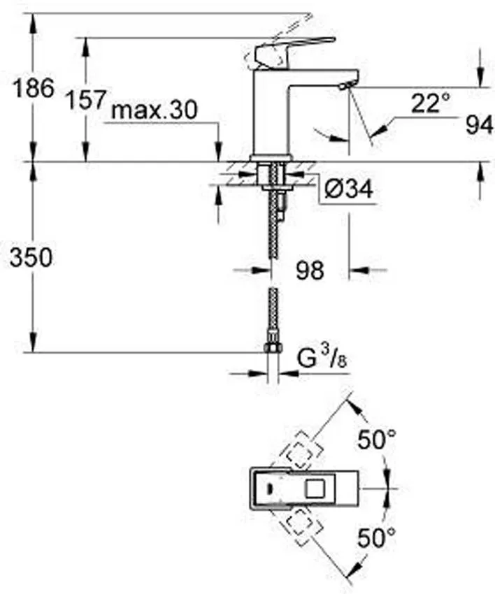 Смеситель для раковины Grohe Eurocube 23132000 изображение