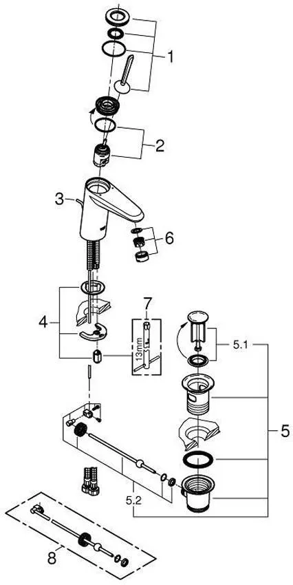 Смеситель для раковины Grohe Eurodisc 23425000 изображение