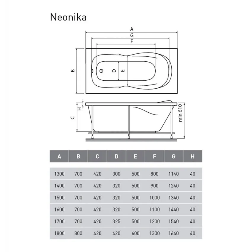 Ванна акриловая Relisan Neonika 160x70 изображение