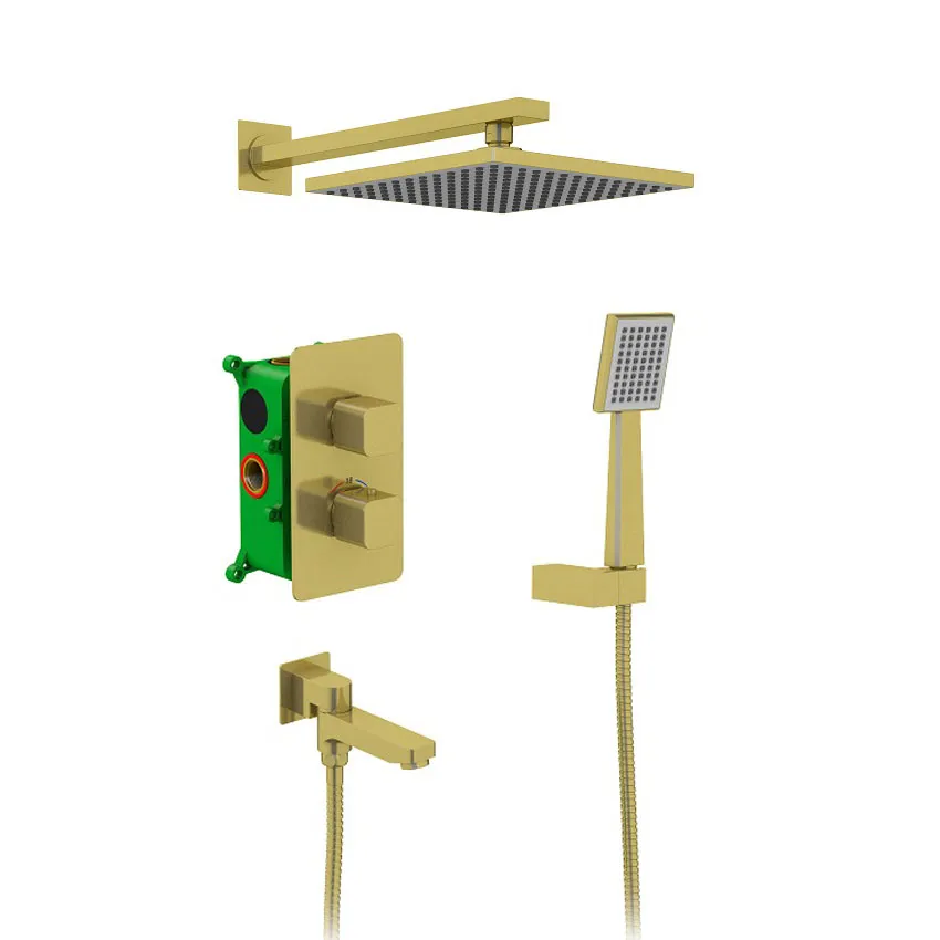 Душевая система встроенная с термостатом Timo Petruma SX-5049/17SM золото матовое изображение