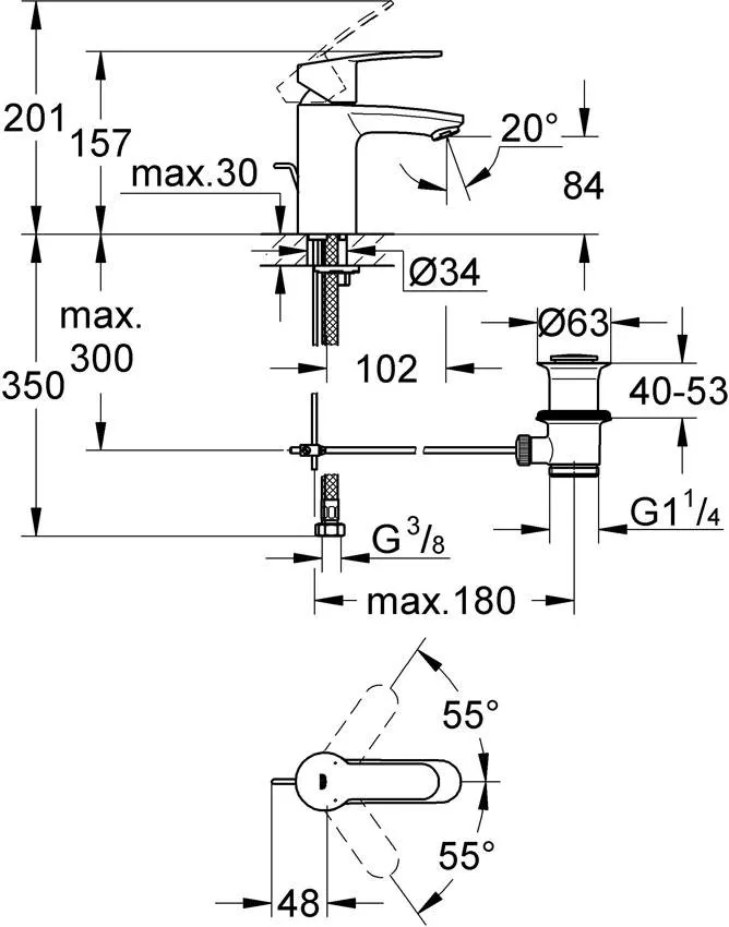 Смеситель для раковины Grohe Eurostyle Cosmopolitan 3355220E изображение