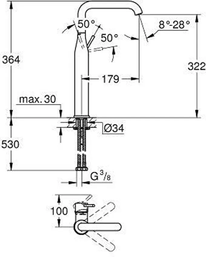 Смеситель для раковины Grohe Essence 32901001 изображение