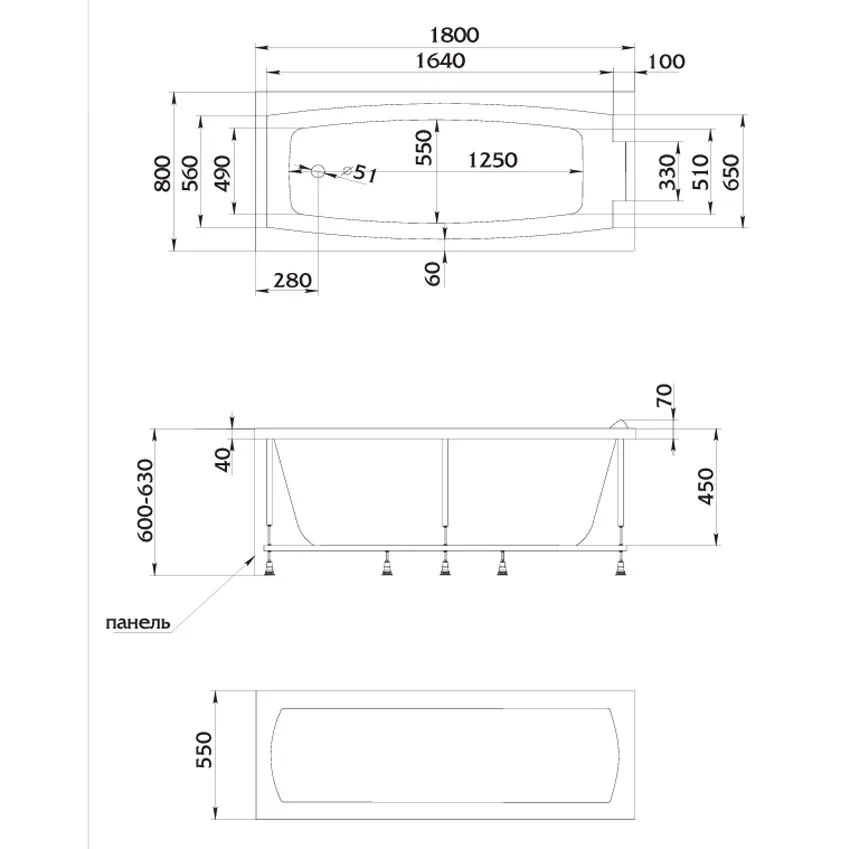 Ванна акриловая Marka One Aelita 180x80 изображение