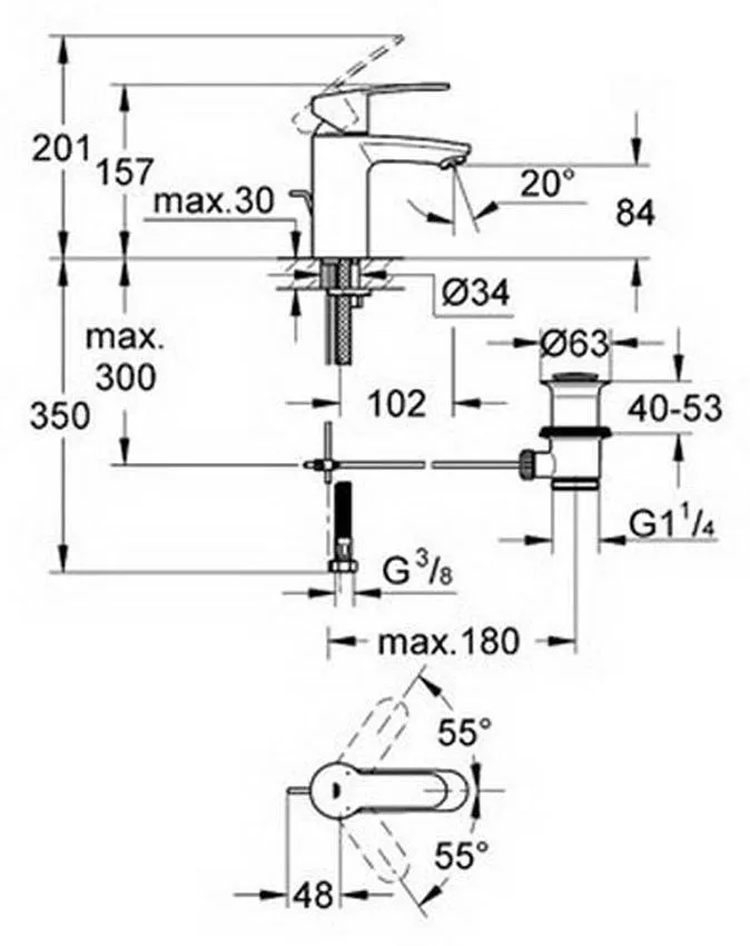 Смеситель для раковины Grohe Eurostyle 33552002 изображение