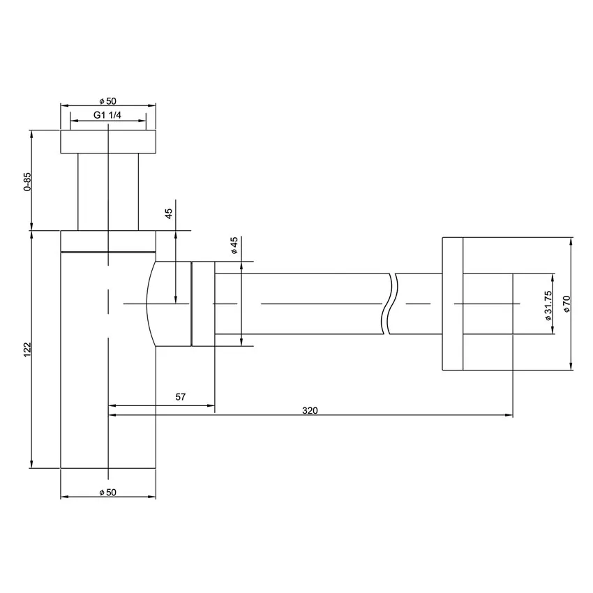 Сифон для раковины Timo 958/00L хром изображение