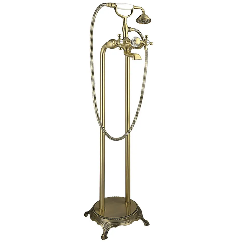 Смеситель напольный для ванны с душем Timo Nelson 1900/02Y-CR антик изображение
