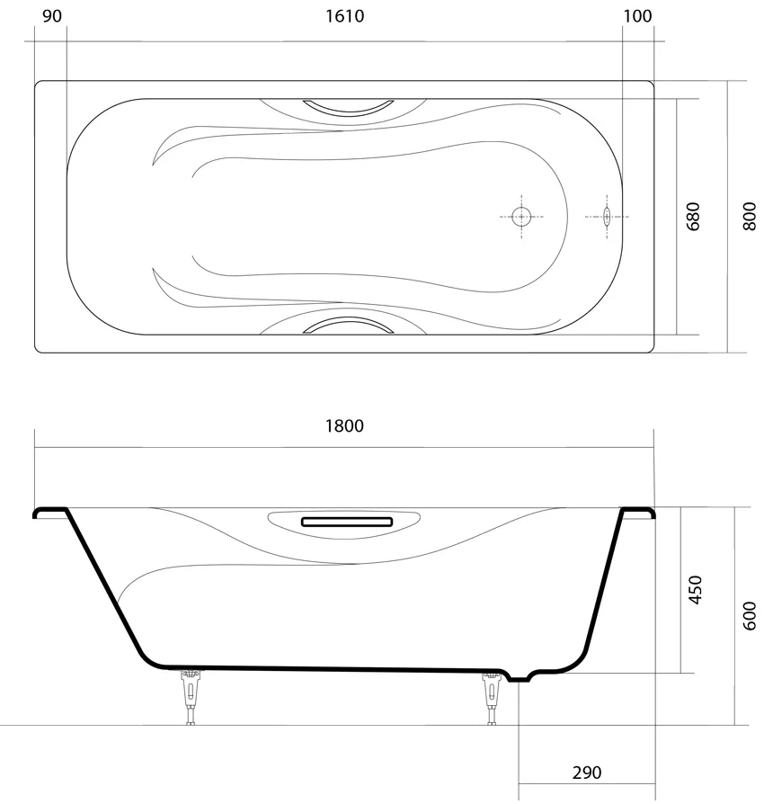Ванна чугунная Aquatek Гамма 180x80 изображение