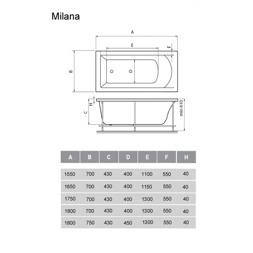 Ванна акриловая Vayer Milana 165x70 изображение