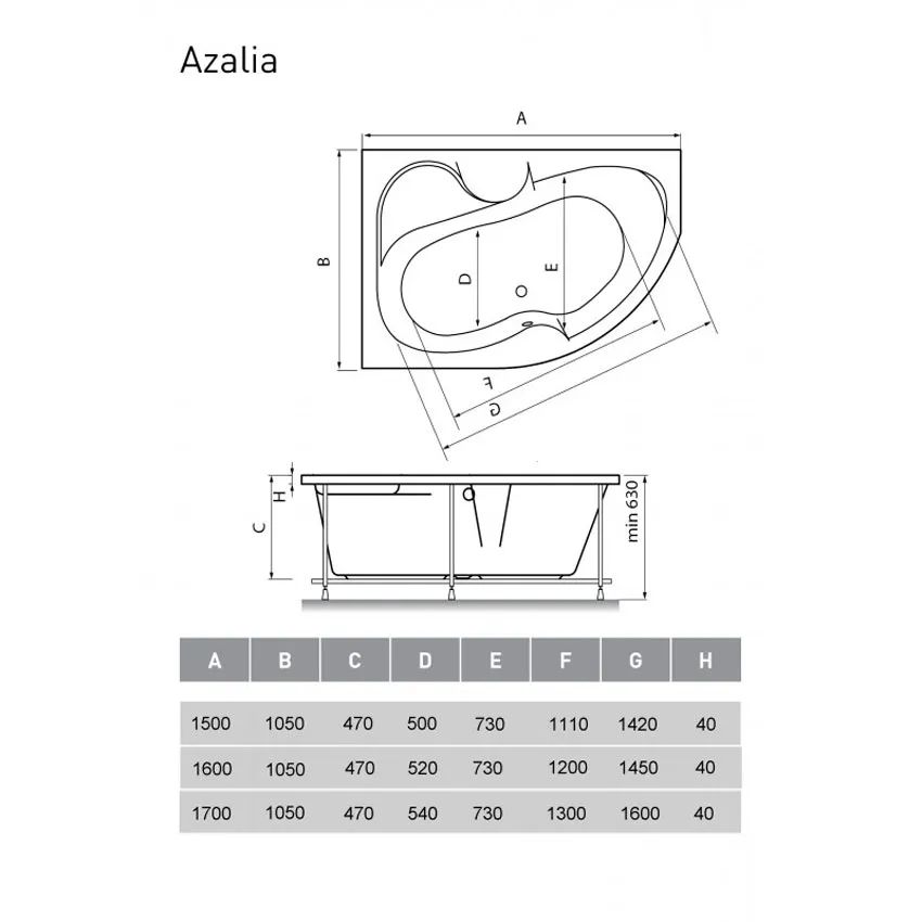Ванна акриловая Vayer Azalia L 150x105 изображение