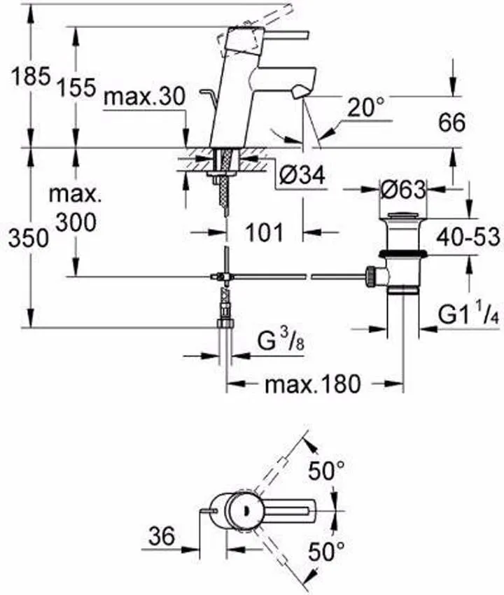 Смеситель для раковины Grohe Concetto 3220410E изображение